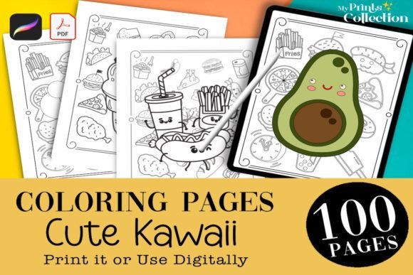 100 Cute Kawaii Food Coloring Pages