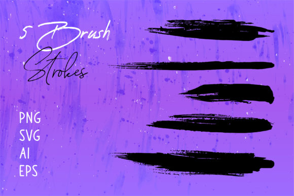 Black Watercolor Clipart Brush Strokes