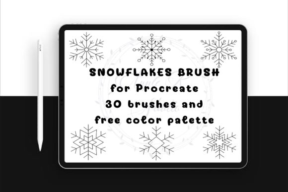 Creating Winter-Themed Digital Art with Snowflake Stamp Brushes for Procreate