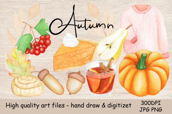Embracing the Season with Watercolor Autumn Illustration Harvest Assets