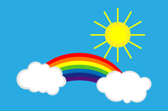 Rainbow with Cloud Illustration: Elevating Digital Design with Professional Vector Art