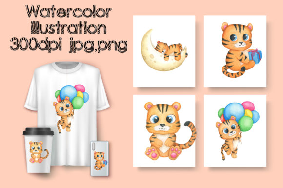 Unleashing Creativity with High-Resolution Watercolor Tiger Cub Clipart