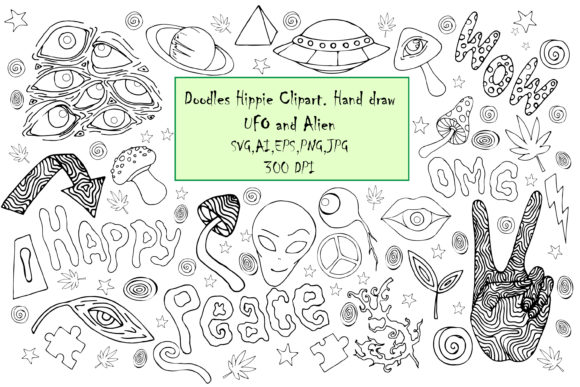 Unlocking Creative Potential with Doodles Hippie Hand-Drawn UFO and Alien SVG Assets